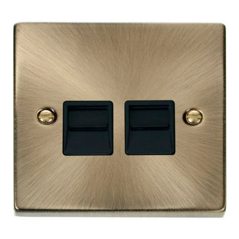 Image of SE Home Antique Brass Secondary Telephone Twin Socket Gold unisex