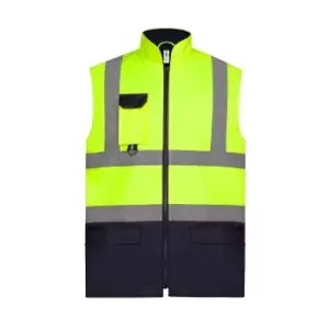 Image of Yoko Adults Unisex Two Tone Bodywarmer (3XL) (Yellow/Navy)