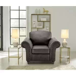 Oakana Luxury Leather Armchair Sofa - Black - Black