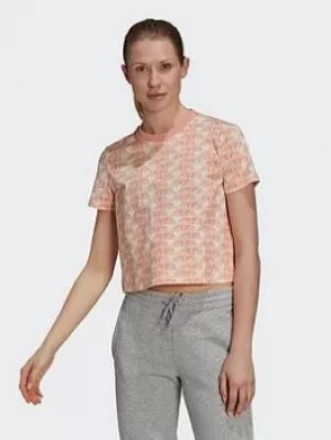 Image of adidas Brand Love Cropped T-Shirt, Purple Size M Women