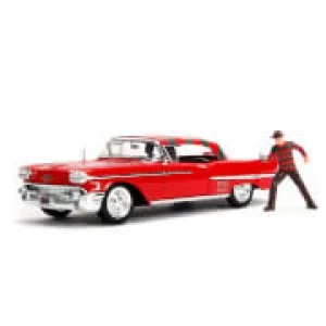 Image of Jada Die Cast 1:24 1958 Cadillac with Freddy Kruger Figure