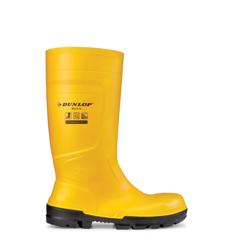 Image of Dunlop 'Work-It Full Safety' Safety Wellingtons Yellow male