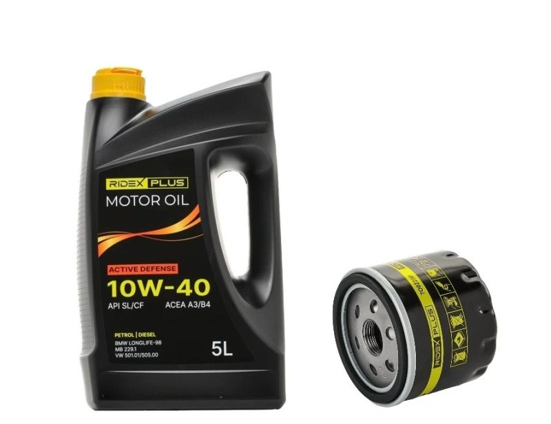 Image of RIDEX PLUS 100908O0010P Oil change kit (oil filter + engine oil) Oil change kit (oil filter + engine oil) (100908)