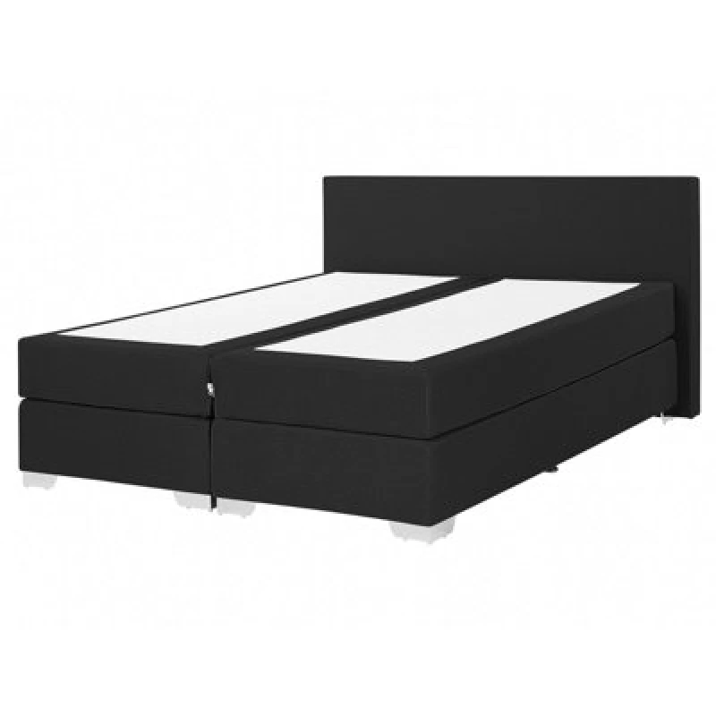 Image of Beliani Divan Bed Fabric President 160 X 200 Cm (Eu King Size) Black