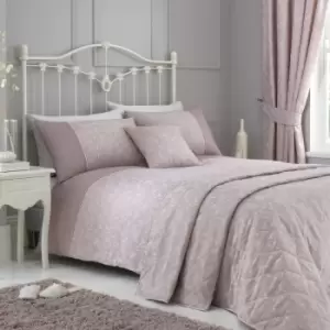 image of Dreams & Drapes Michaela Floral Jacquard Textured Weave Duvet Cover Set, Blush, Super King