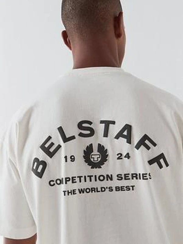 Image of BELSTAFF Mens Drop-Shoulder Oversized T-Shirt - White Male S