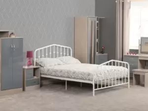 Image of Seconique York 4ft6 Double White Metal Bed Frame