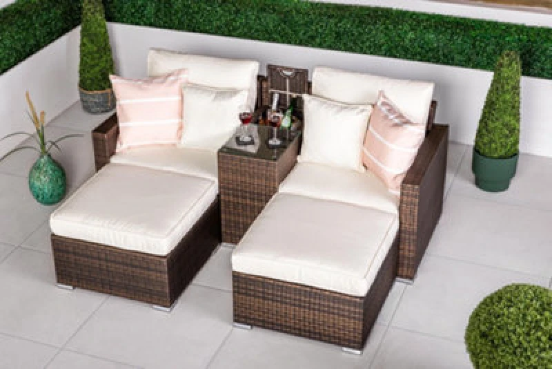 Image of Thats Furniture Havana Modular Rattan Sofa Garden Balcony Furniture Set in Brown Brown Unisex