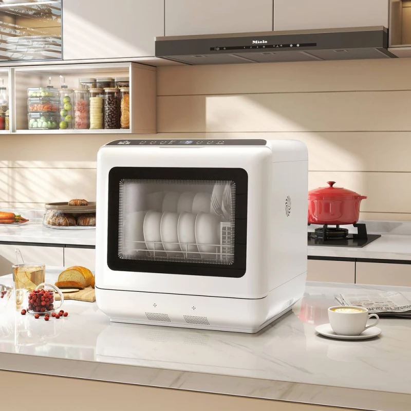 Image of HOMCOM Countertop Dishwasher with Dual Water Supply & 6 Programs, White White Unisex