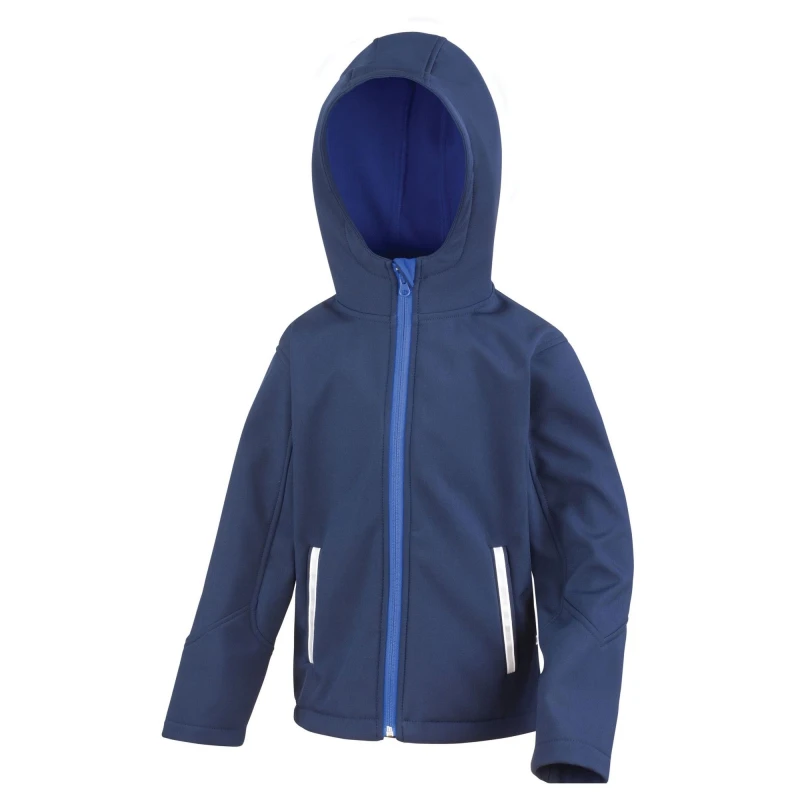 Image of Result Core TX Performance Hooded Soft Shell Jacket in Dark Navy Size: 3-4 Years Dark Navy Unisex 3-4 Years