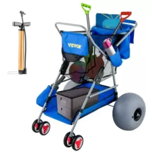 image of VEVOR Wonder Wheeler Wide Beach Cart with 12'' Balloon Wheels & Storage Bag