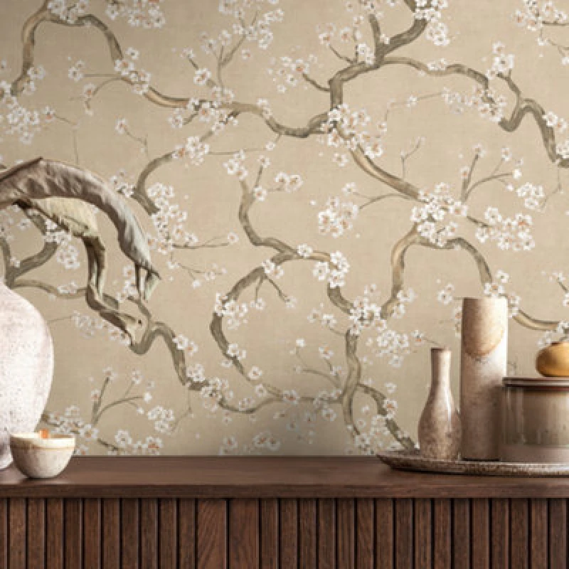 Image of As Creation Blossom Flowers Beige Wallpaper 78199-2