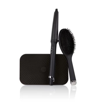 image of GHD Curve Creative Curl Wand Gift Set with Oval Dressing Brush and Heat Resistant Bag - Black