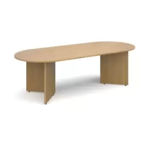 Image of Arrow head leg radial end boardroom table 2400mm x 1000mm - oak