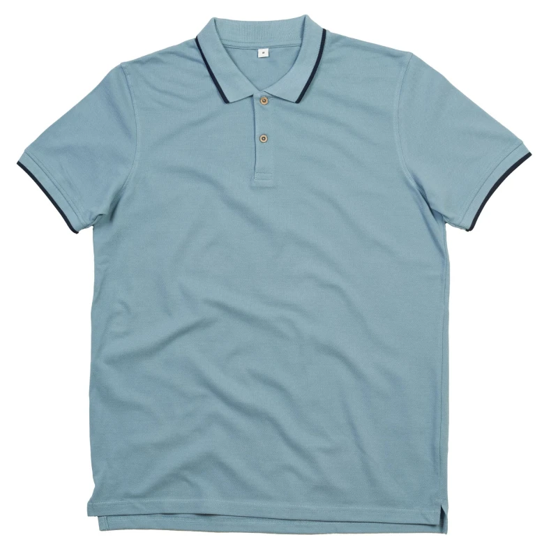Image of Mantis Mantis Men Tipped Polo Shirt in Blue Size: large Blue L Male 5063652671078