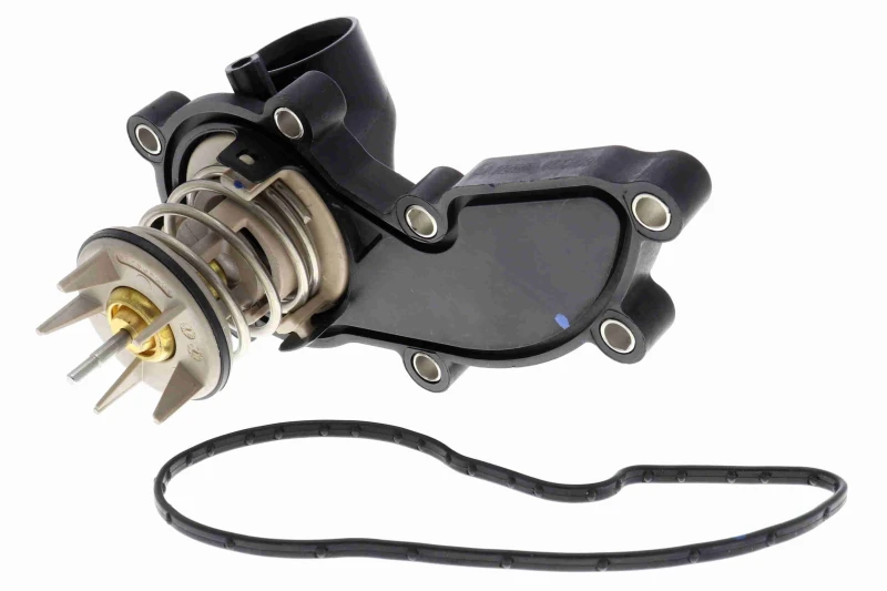 Image of VEMO V15-99-2081 Engine thermostat Original VEMO Quality, Opening Temperature: 85°C, with gasket/seal, Synthetic Material Housing, with thermostat Pla