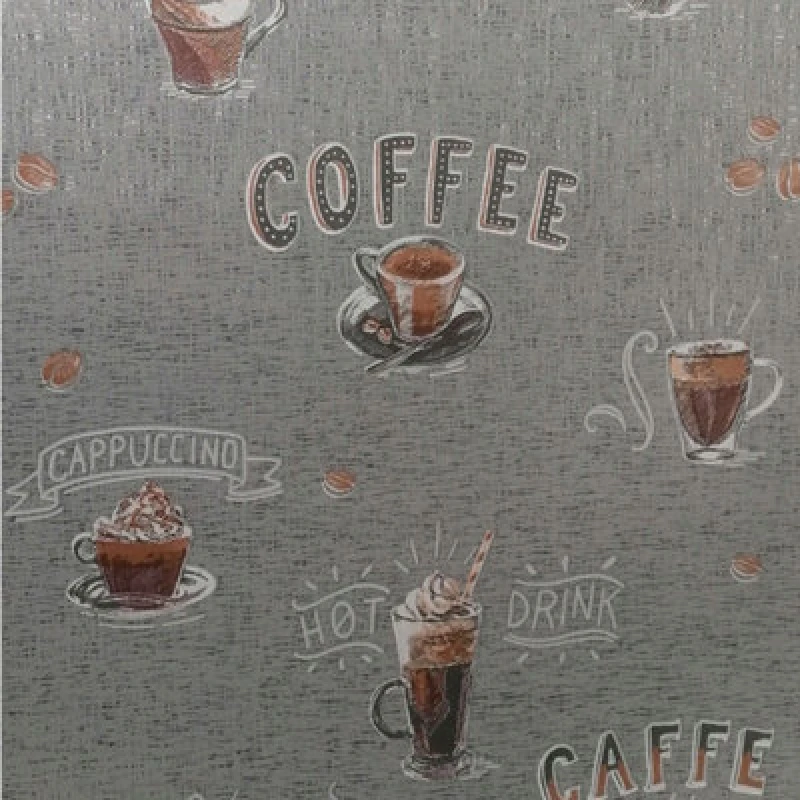 Image of Erismann Coffee Cups Wallpaper Grey Brown Beans Kitchen Paste The Wall Vinyl