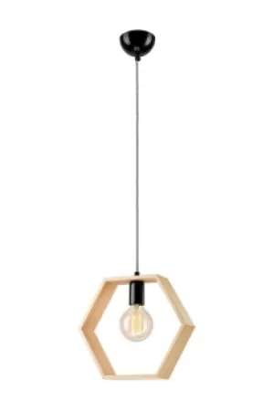 image of Wire Frame Pendant Ceiling Light Natural, 1x E27