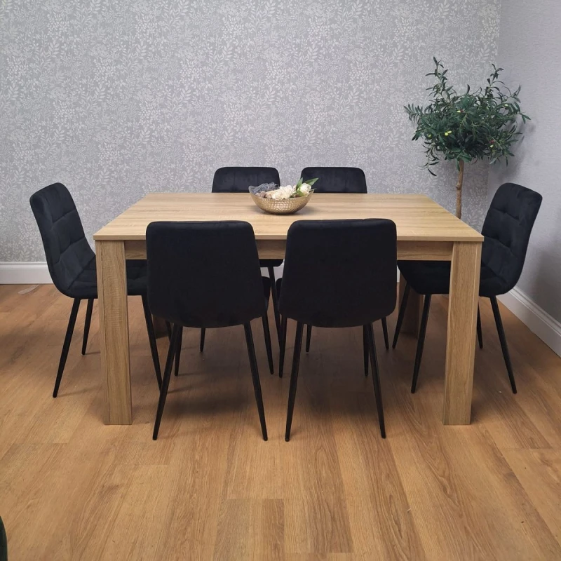 Image of KOSY KOALA Dining Table Set with 6 Chairs Dining Room and Kitchen table set of 6 Beige unisex