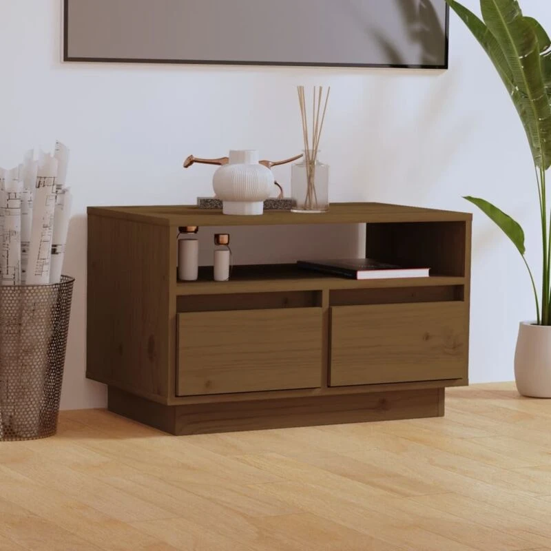 Image of VIDAXL TV Cabinet Honey Brown 60x35x37cm Solid Wood Pine Vidaxl 8720286842393