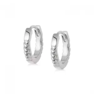 Image of Stacked Rope Huggie Hoop Sterling Silver Earrings EB8021_SLV