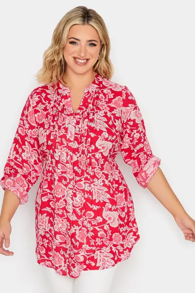 Image of Yours Pintuck Shirt Red