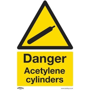 Image of SS63P10 Warning Safety Sign - Danger Acetylene Cylinders - Rigid Plastic - Pack of 10 - Sealey