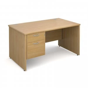 Image of Maestro 25 PL Straight Desk With 2 Drawer Pedestal 1400mm - OAK Panel