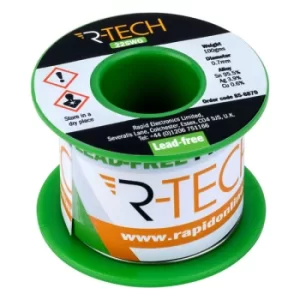 image of R-TECH 856870 Premium Lead-Free Solder Wire 22SWG 0.7mm 100g Reel