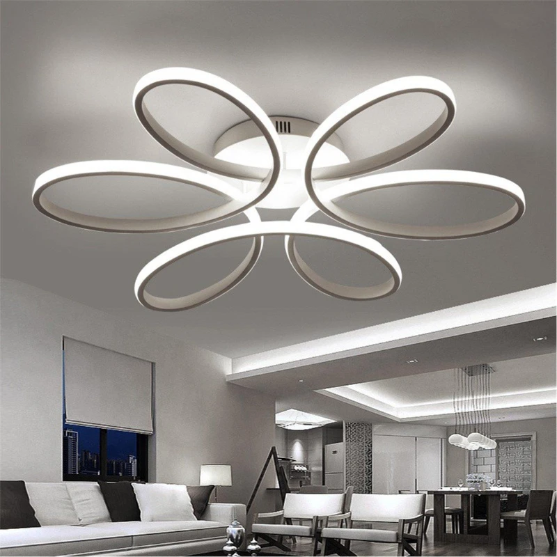 Image of Cottonfy UK Petal Semi-Flush LED Ceiling Light - White White M