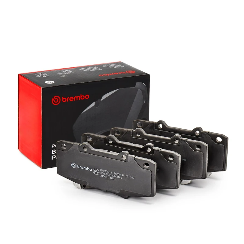 Image of BREMBO P 83 140 Brake pad set PRIME LINE with acoustic wear warning, without accessories, with anti-squeak plate Brake Pad Set,disc brake (402)