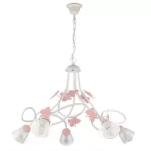 image of Butterfly 5 Light Multi Arm Pendant Ceiling Light, Glass Shades