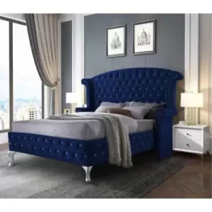 Image of President Bed Double Plush Velvet Blue