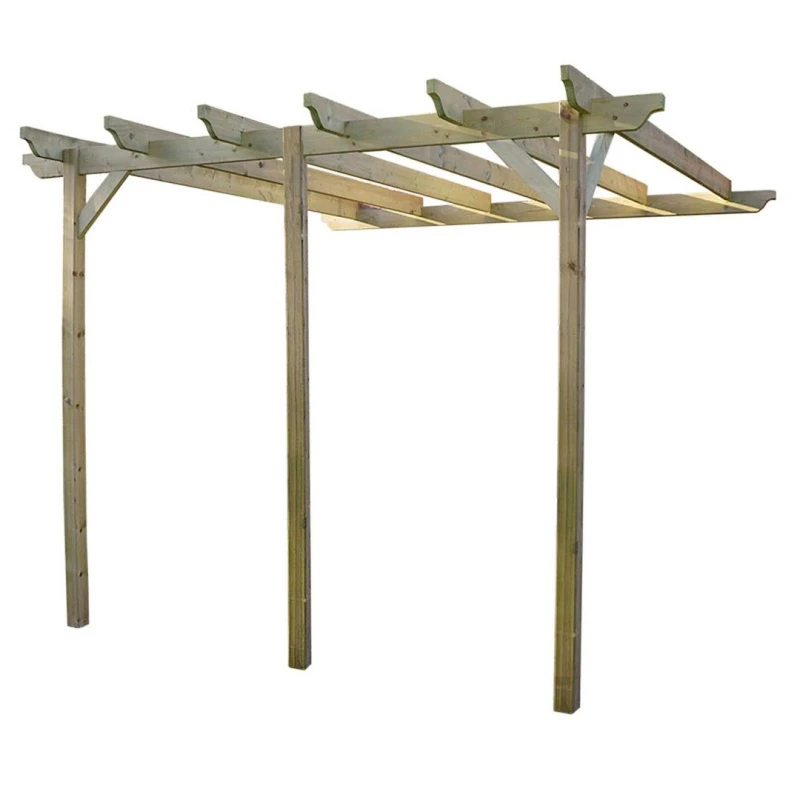 Image of Rutland County Garden Furniture Ltd Wall Mounted Garden Pergola 3 Post, L420 x W420 x H270 cm, Light Green Light Green Unisex