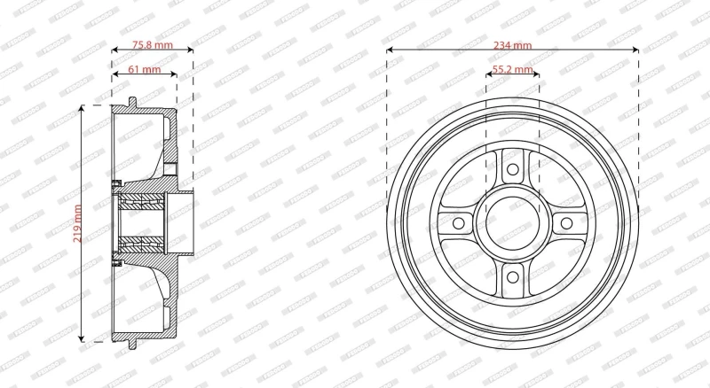 Image of FERODO FDR329838 Brake Drum Brake Drum (123)