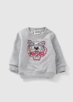 image of Kenzo Kids Tiger Sweatshirt In Grey Marl