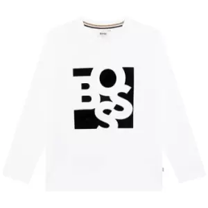 Image of Boss Boss Long Sleeve T-Shirt Junior Boys - White