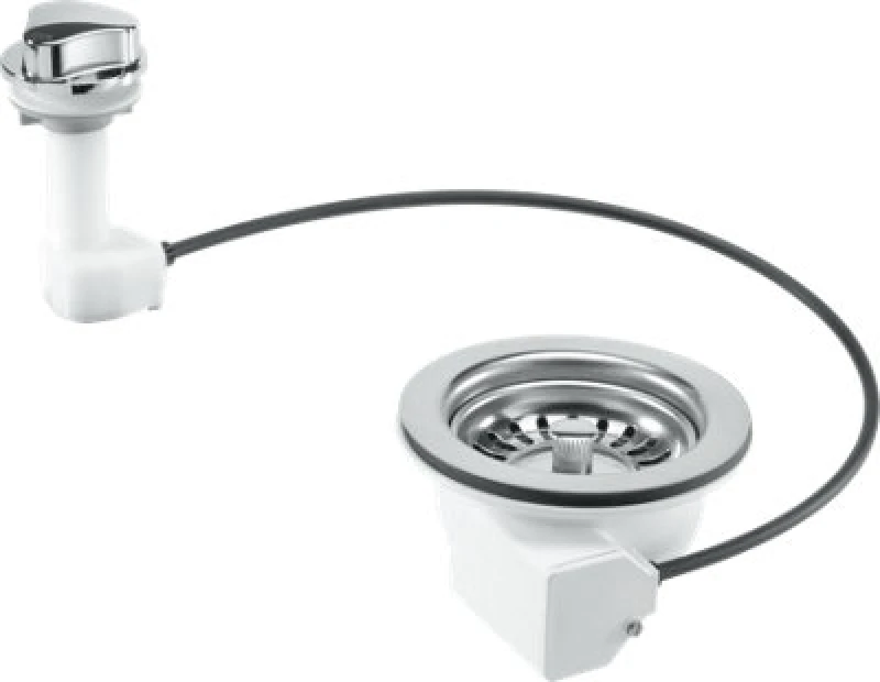 Image of McAlpine PUS113-CP 1.5" Pop-Up Basket Strainer Waste: 113mm Stainless Steel Flange: Chrome Plated Plastic Command Knob: Centre Pin Model White
