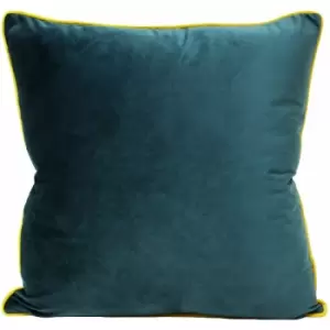 image of Riva Paoletti Meridian Faux Velvet Piped Cushion Cover, Teal/Cylon, 55 x 55 Cm