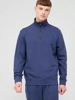 Image of BOSS Zetrust Quarter Zip Sweatshirt, Navy, Size 2XL, Men