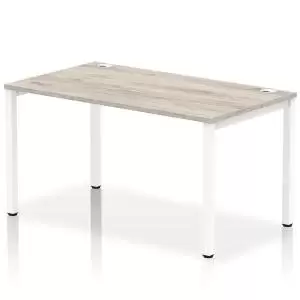 Image of Impulse Bench Single Row 1400 White Frame Office Bench Desk Grey Oak