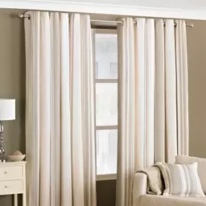 image of Broadway Striped Eyelet Curtains Coffee, Coffee / 117 x 183cm