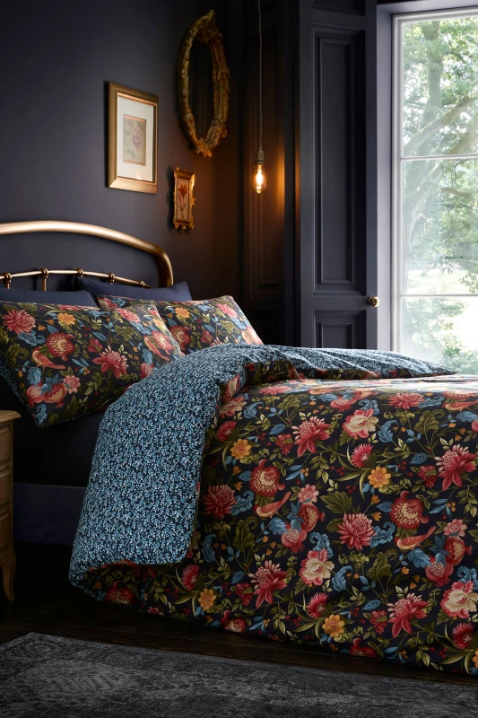 Image of Dreams & Drapes 'Bejewelled' Soft 100% Cotton Duvet Cover Set in Navy Size: Single Navy Unisex Single