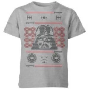 Image of Star Wars Darth Vader Face Knit Kids Christmas T-Shirt - Grey - 11-12 Years