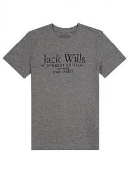 Image of Jack Wills Boys Script T-Shirt - Grey Marl, Size 10-11 Years