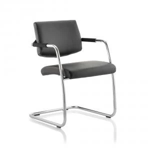 image of Trexus Havanna Visitor Chair Leather With Arms Black Ref BR000050