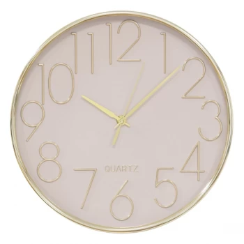 Image of HOMETIME Gold & Blush Pink Wall Clock with 3D Dial - 30cm