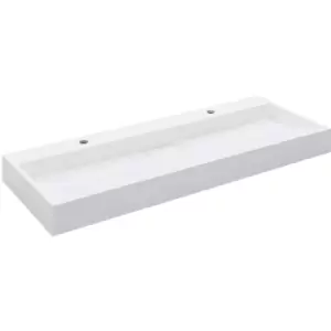 Image of Wash Basin 120x46x11cm Mineral Cast/Marble Cast White Vidaxl White