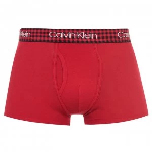 Image of Calvin Klein Check Band Trunks - Red Temper
