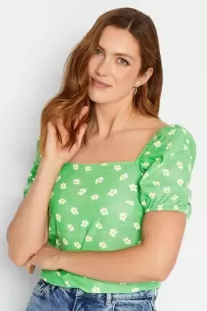 Image of Tall Floral Print Linen Blend Top